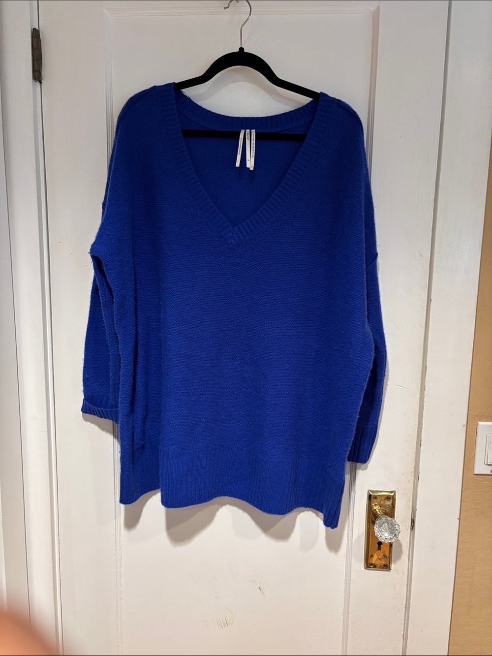 Anthropologie 100% lightweight, cashmere V-Neck Oversized Sweater - Blue 3X